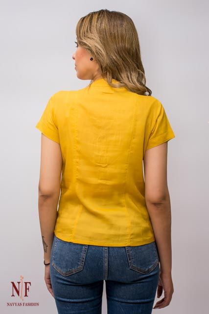 Golden Mustard Silk Cotton Short Top 