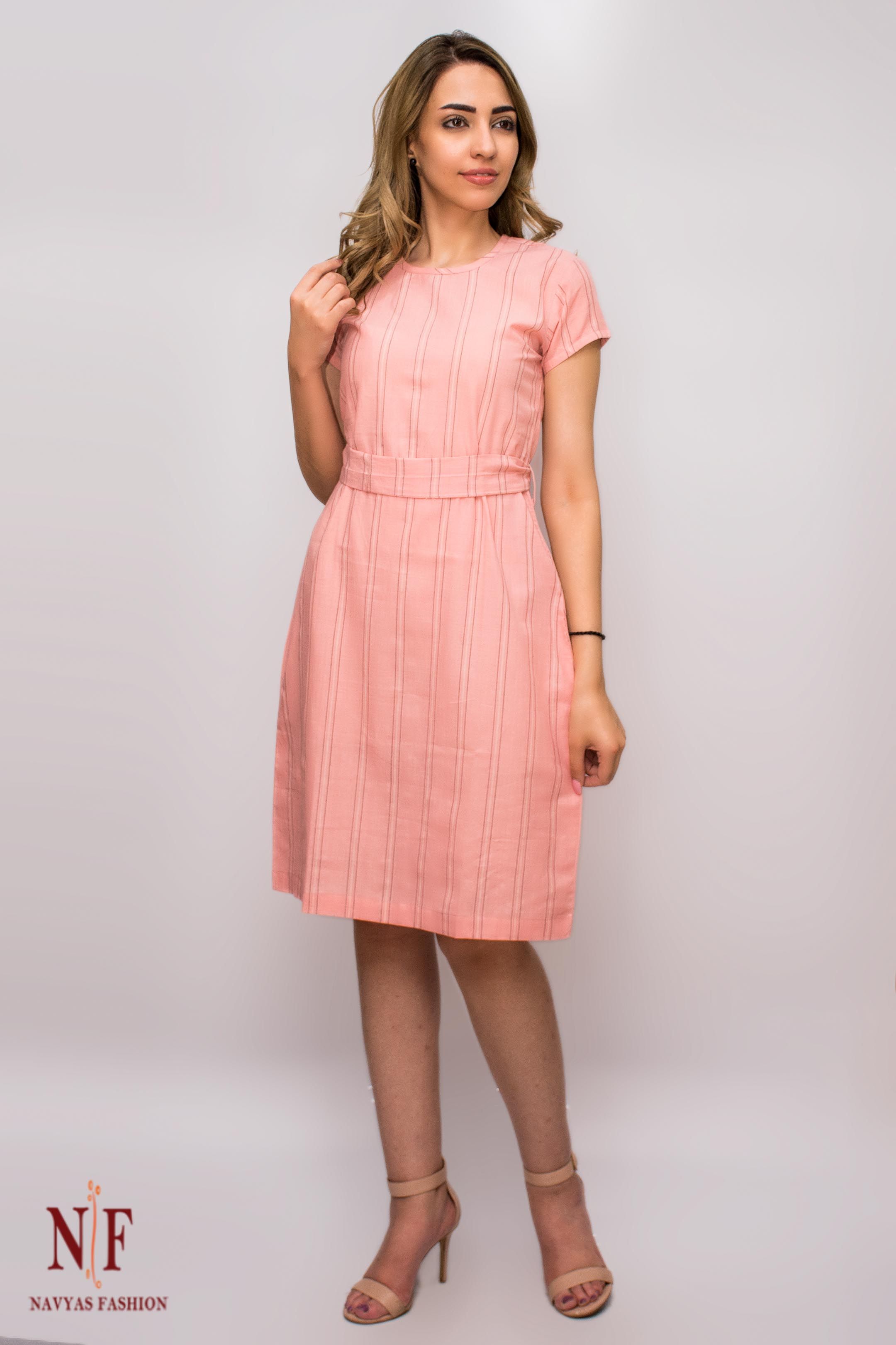 Pink Stripes Khari Cotton Dress