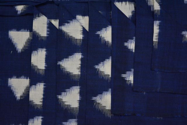 Blue Triangle Double Ikat Fabric