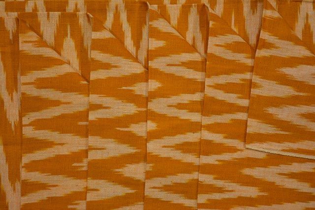 Cotton Yellow Wave Ikat Fabric