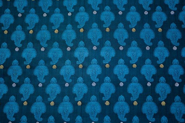 Celestial Blue Banarasi Zari Thread Silk Fabric