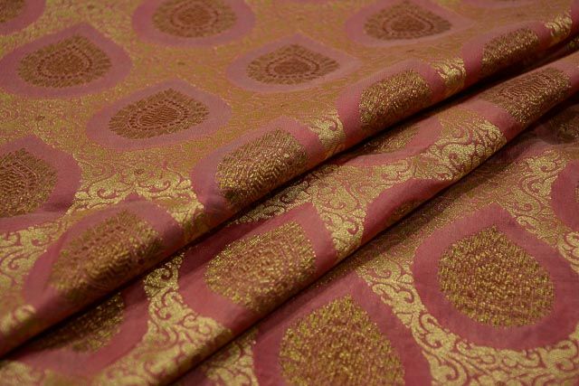 Onion Pink Banarasi Katan Silk Fabric