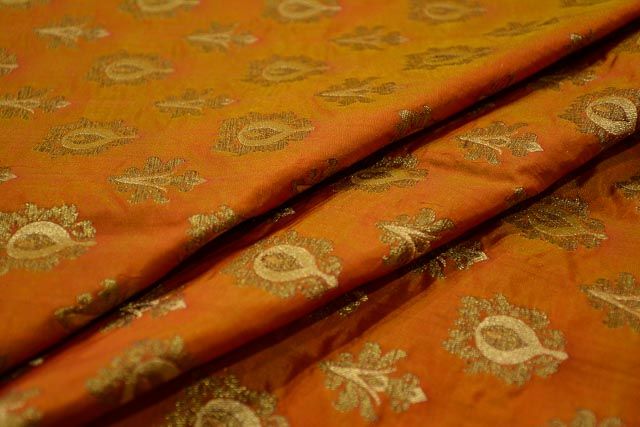 Golden Mustard Banarasi Katan Silk Fabric