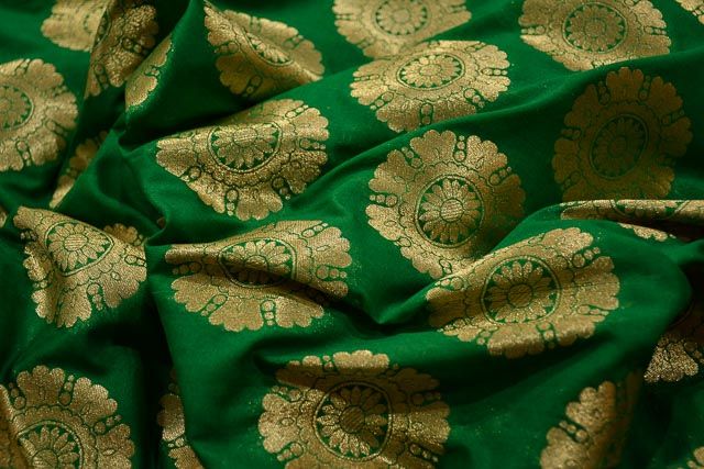 Kelly Green Banarasi Art Silk Fabric