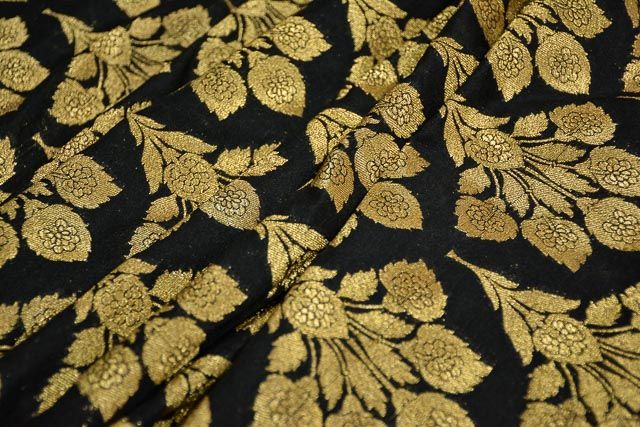 Black Banarasi Art Silk Fabric