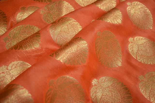 Peach Banarasi Art Silk Fabric