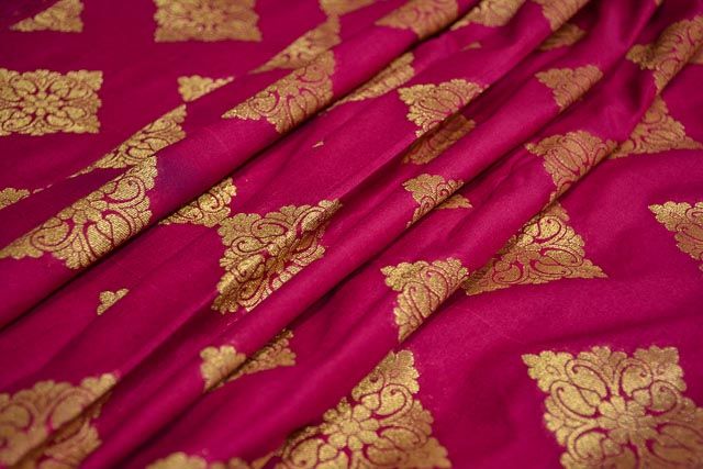 Dark Pink Banarasi Art Silk Fabric