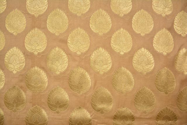 Golden Beige Banarasi Art Silk Fabric