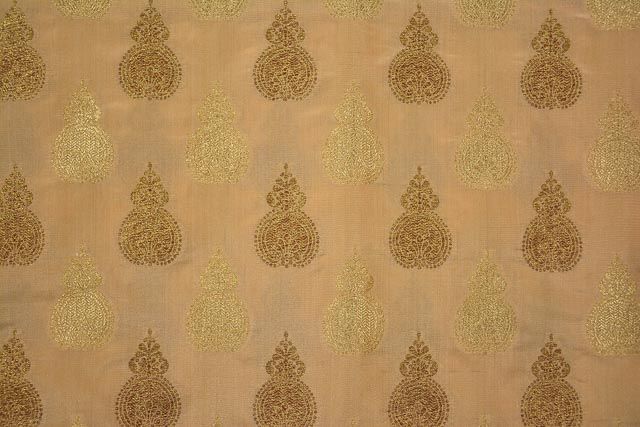 Frosted Almond Banarasi Katan Silk Fabric