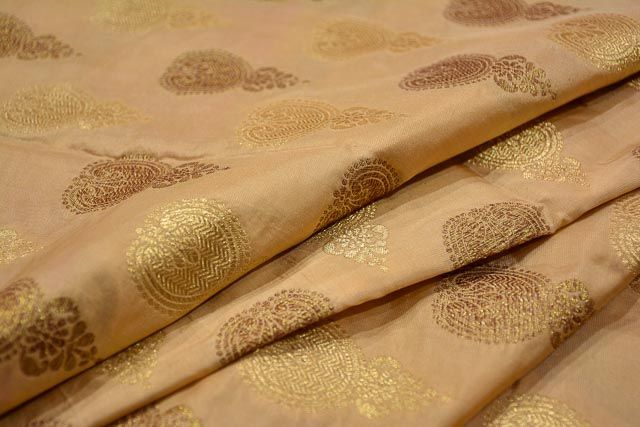 Frosted Almond Banarasi Katan Silk Fabric