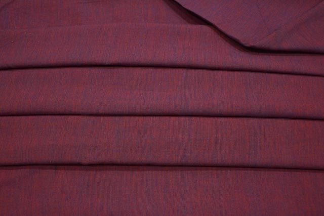 Plum Red Double Tone Handwoven Cotton Fabric
