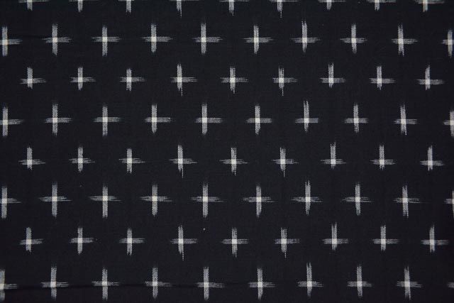 Black And White Designer Double Ikat Fabric
