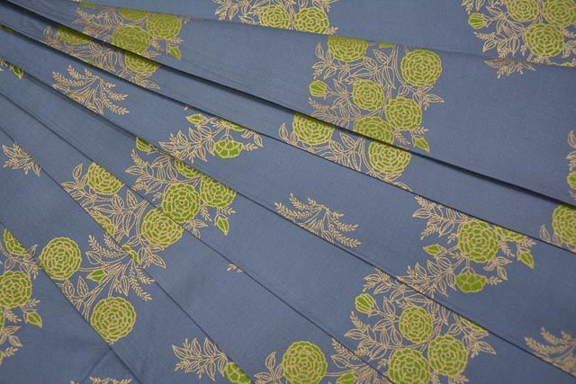 Stormy Grey Floral Print Fine Rayon Fabric