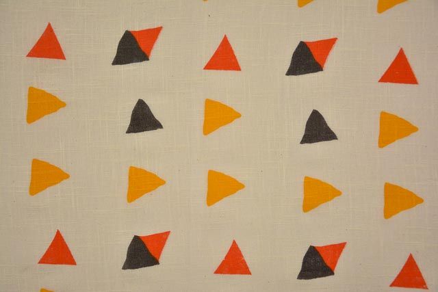 Multicolor Triangle Printed Indian Slub Cotton Fabric