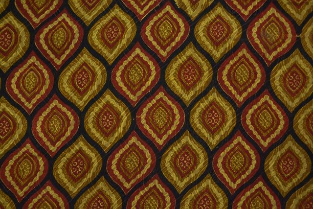 Multicolor Leaf Block Printed Slub Rayon Fabric