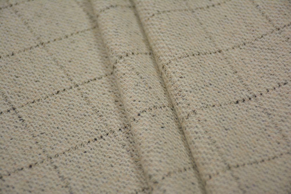 Sandshell Cream Checks Tweed Wool Fabric 
