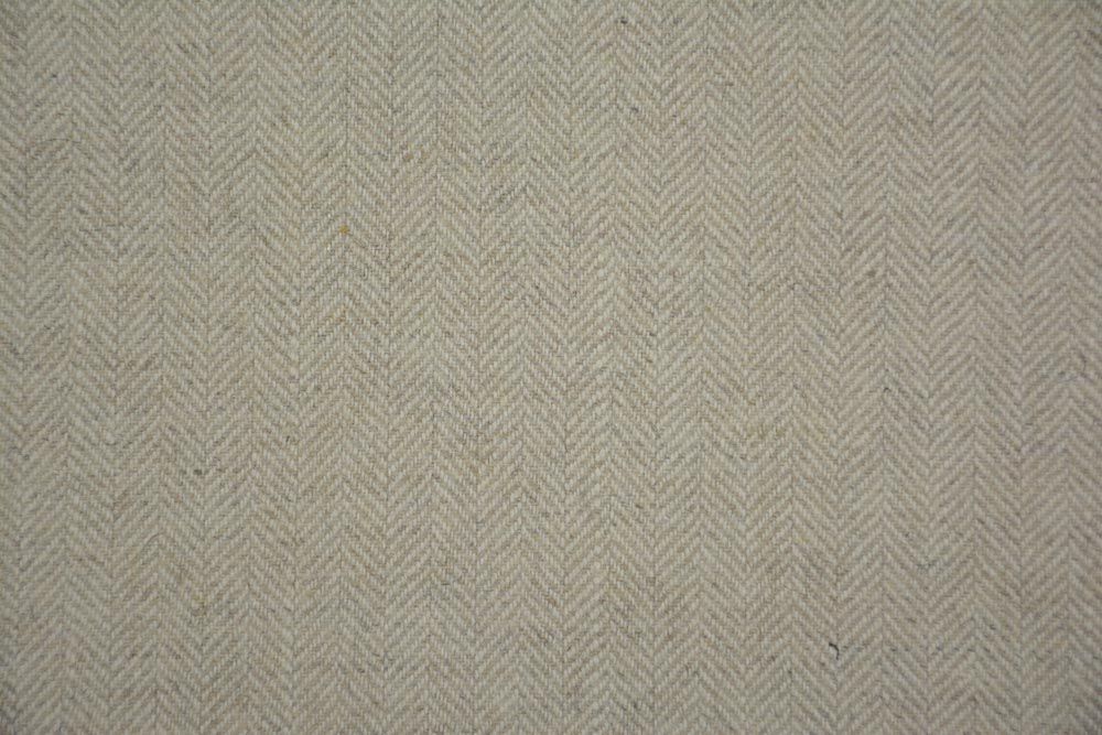 Oatmeal White Herringbone Tweed Wool Fabric 