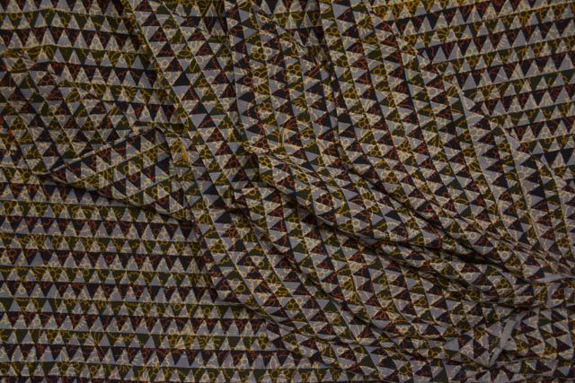 Floral Triangle Block Printed Slub Rayon Fabric
