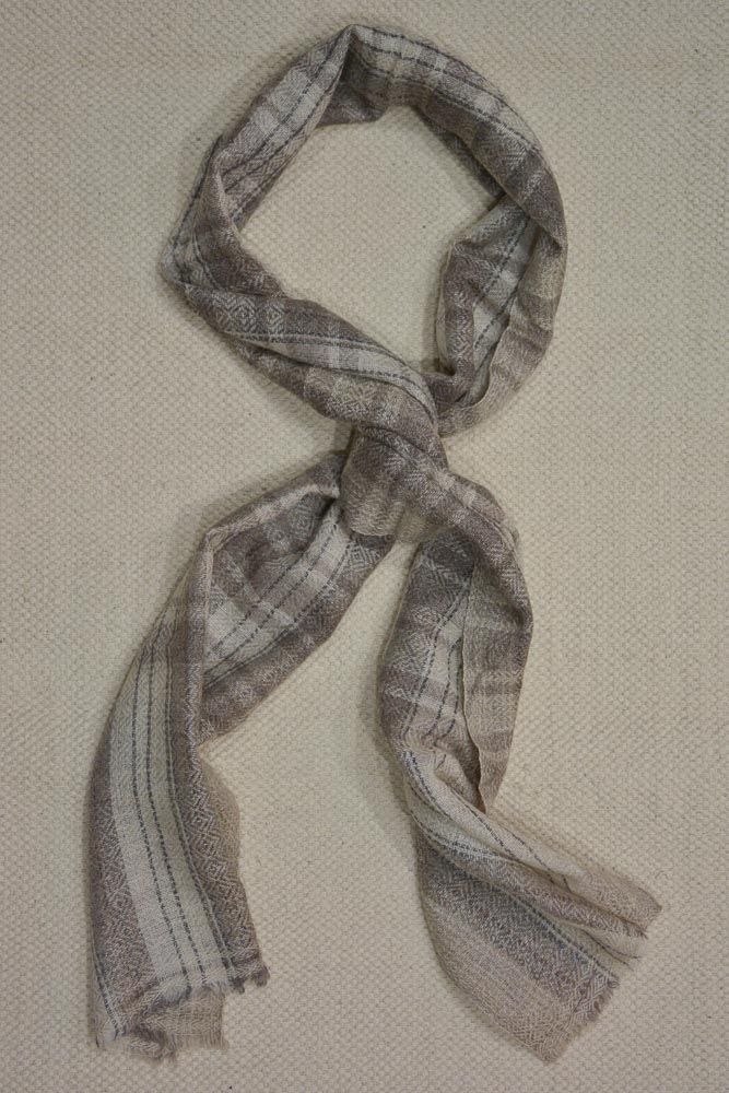 Natural Color Checks Cashmere Wool Stole
