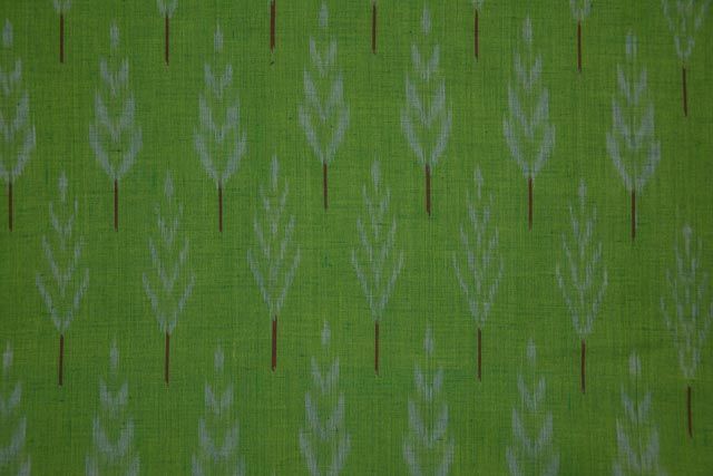 Vibrant Green Fine Ikat Fabric Online