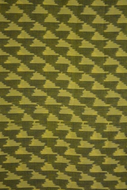Green And Yellow Fine Ikat Fabric