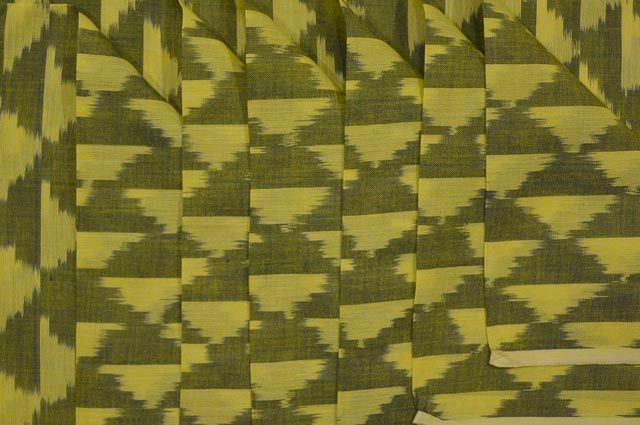 Green And Yellow Fine Ikat Fabric
