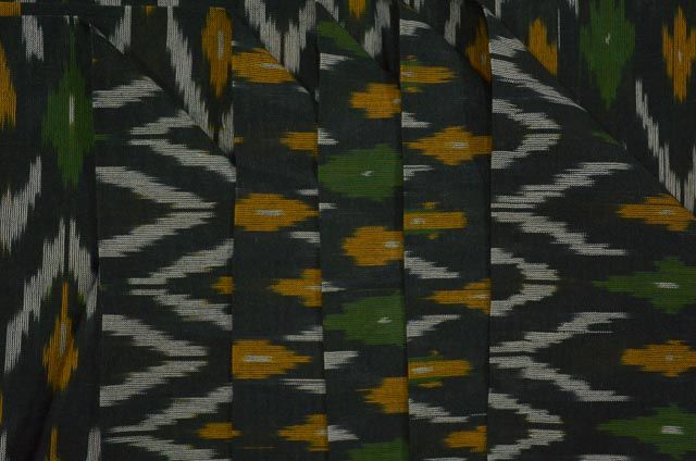 Deep Forest Green  Fine Ikat Fabric