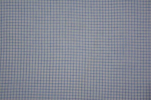 White And Blue Checks Handwoven Cotton Fabric
