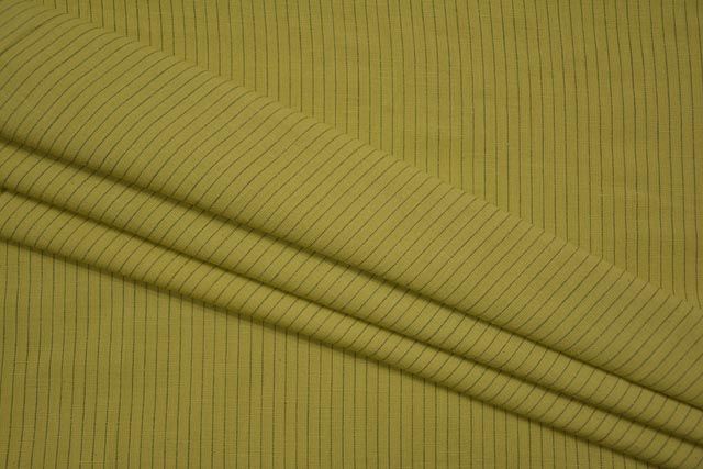 Endive Green Striped Handwoven Cotton Fabric