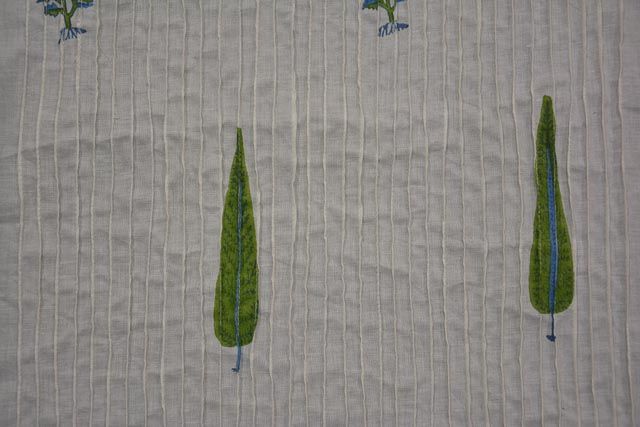 Leaf Block Printed Pintucks Fabric