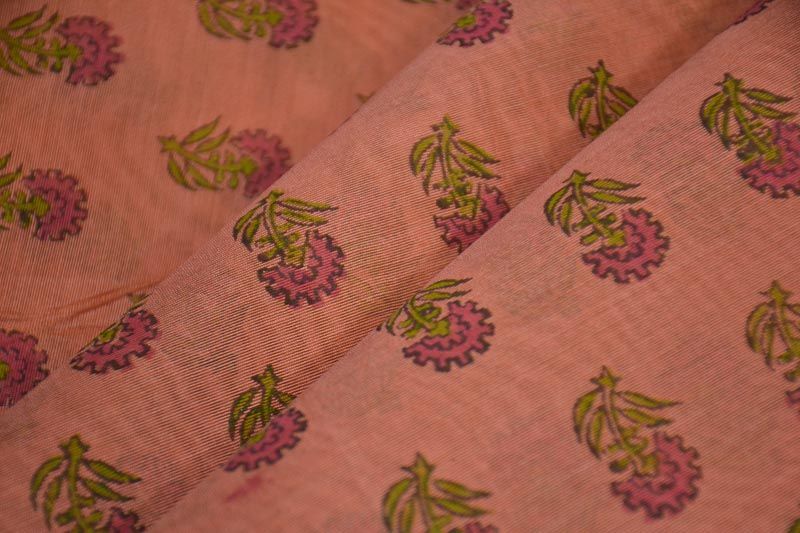 Canyon Pink Block Printed Chanderi Fabric