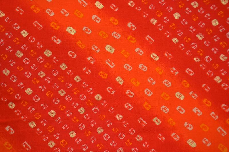 Orange Red Bandhej Print Rayon Fabric