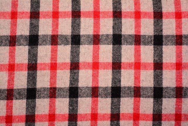 Red And Black Checks Tweed Wool Fabric By The Yard
