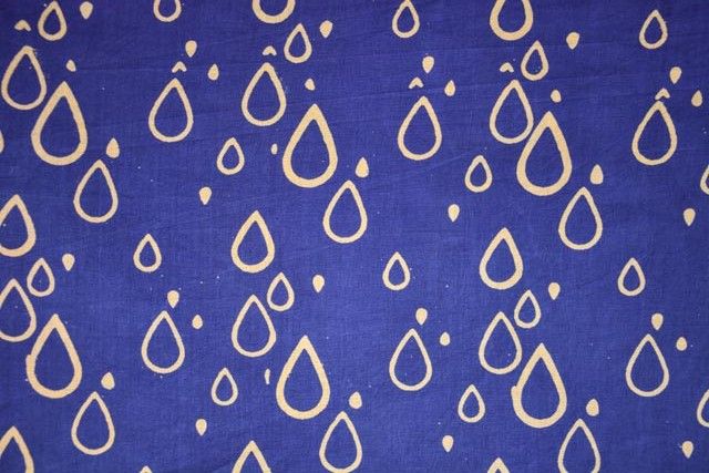Blue Drop Block Print Cotton Fabric By The Yard