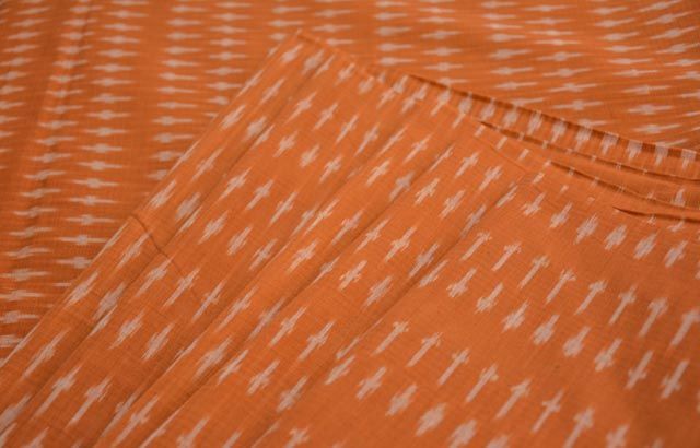 Orangish Brown Handloom Fine Ikat Fabric