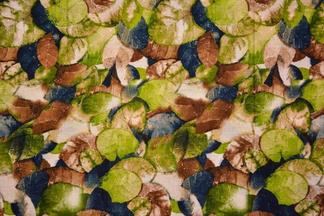 Green And Blue Printed Cotton Fabric