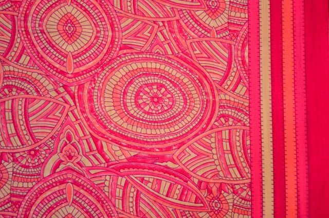 Pink Cotton Border Print Cotton Fabric