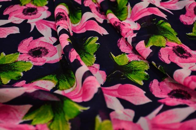 Pink Floral Georgette Fabric