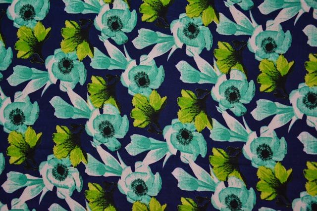 Blue Green Floral Georgette Fabric