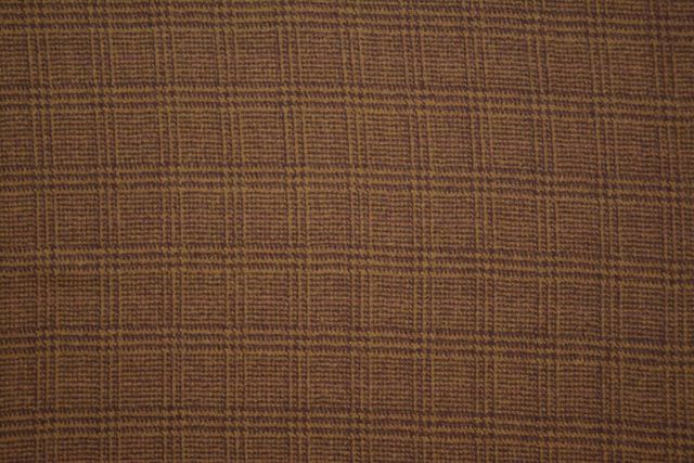 Almond Brown Checks Tweed Wool Fabric 