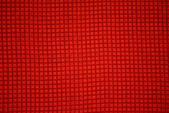 Red Square Print Georgette Fabric