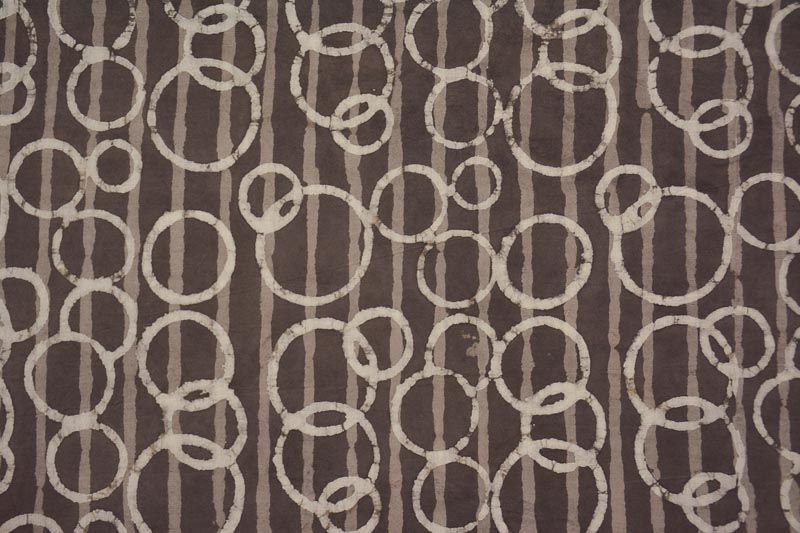 Kashish Grey Striped Circle Hand Block Printed Cotton Fabric 