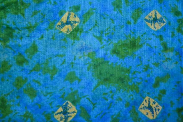 Blue Green Printed Kota Doria Fabric