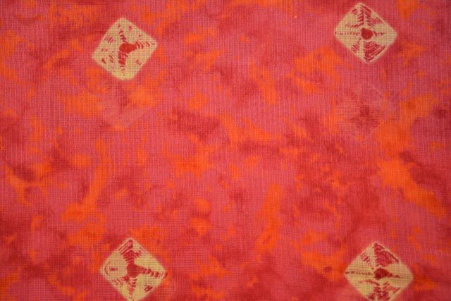 Pink Orange Printed Kota Doria Fabric