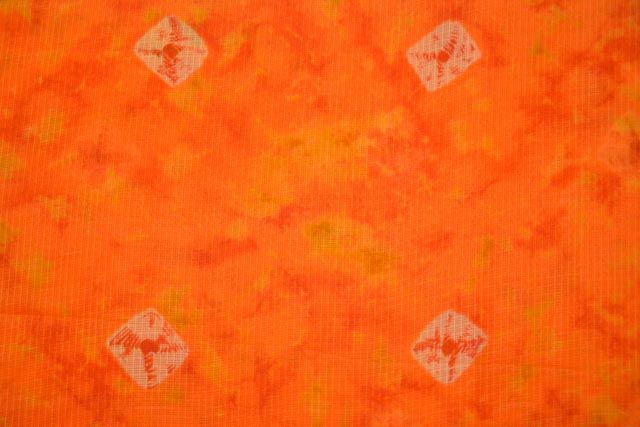 Orange Printed Kota Doria Fabric