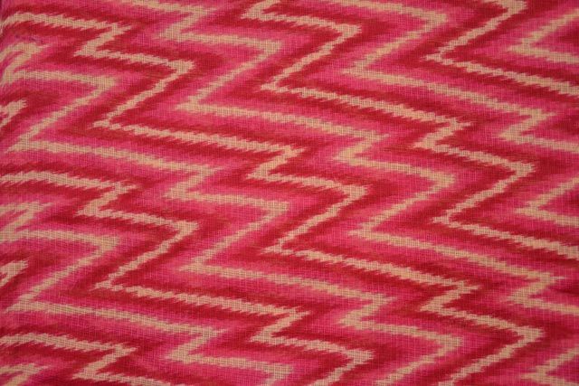 Pink Chevron Print Kota Doria Fabric