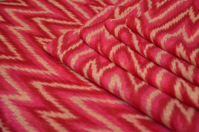 Pink Chevron Print Kota Doria Fabric