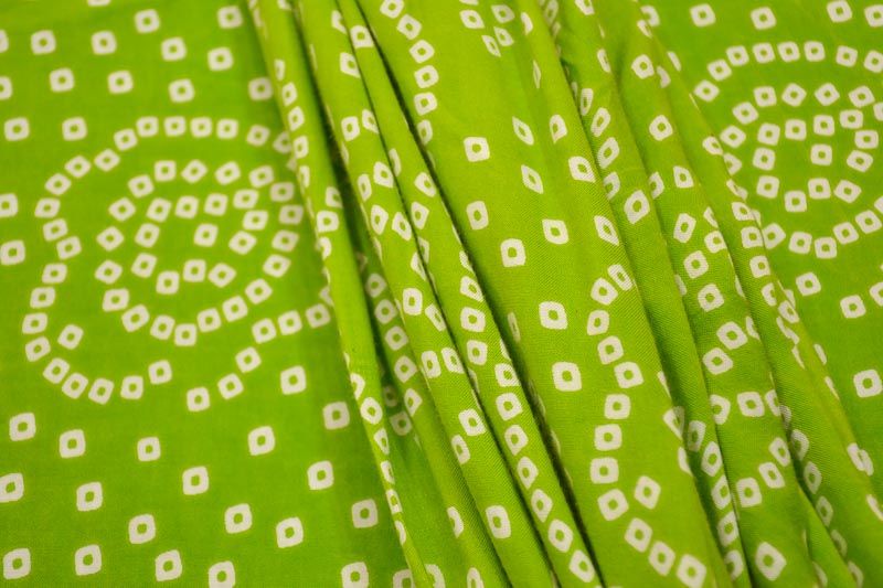 Parrot Green Bandhej Print Rayon Fabric