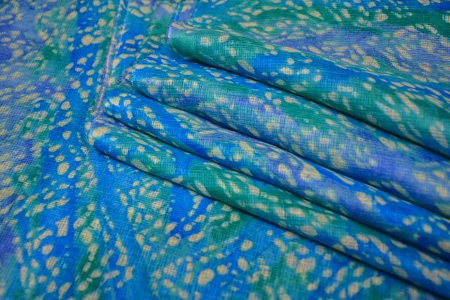 Sea Shades Printed Kota Doria Fabric
