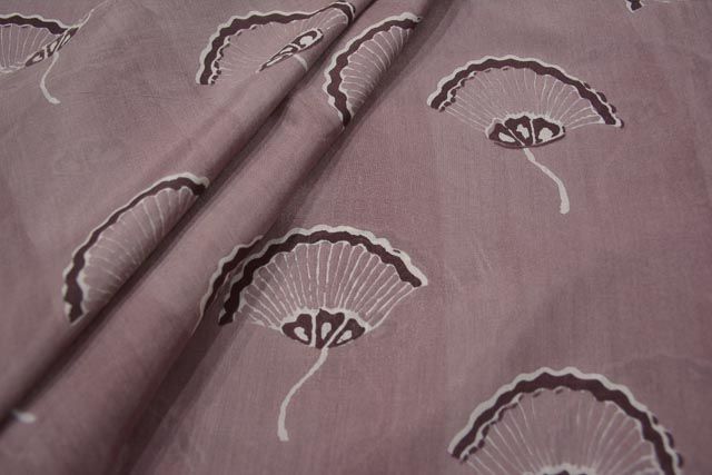 Pale Mauve Floral Print Silk Cotton Fabric 